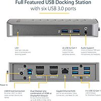 StarTech.com USB-C USB-A Dock - Hybrid Universal USB 3.0 Docking Station for USB-C or USB-A Laptop - Dual Monitor 4K 60Hz HDMI/DisplayPort - 6x USB-A, GbE - USB 3.1/3.2 Gen 1 - Windows/Mac (DK30A2DHU)
