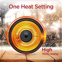 BLACK+DECKER 1500W Outdoor Electric Patio Heater with Remote Control