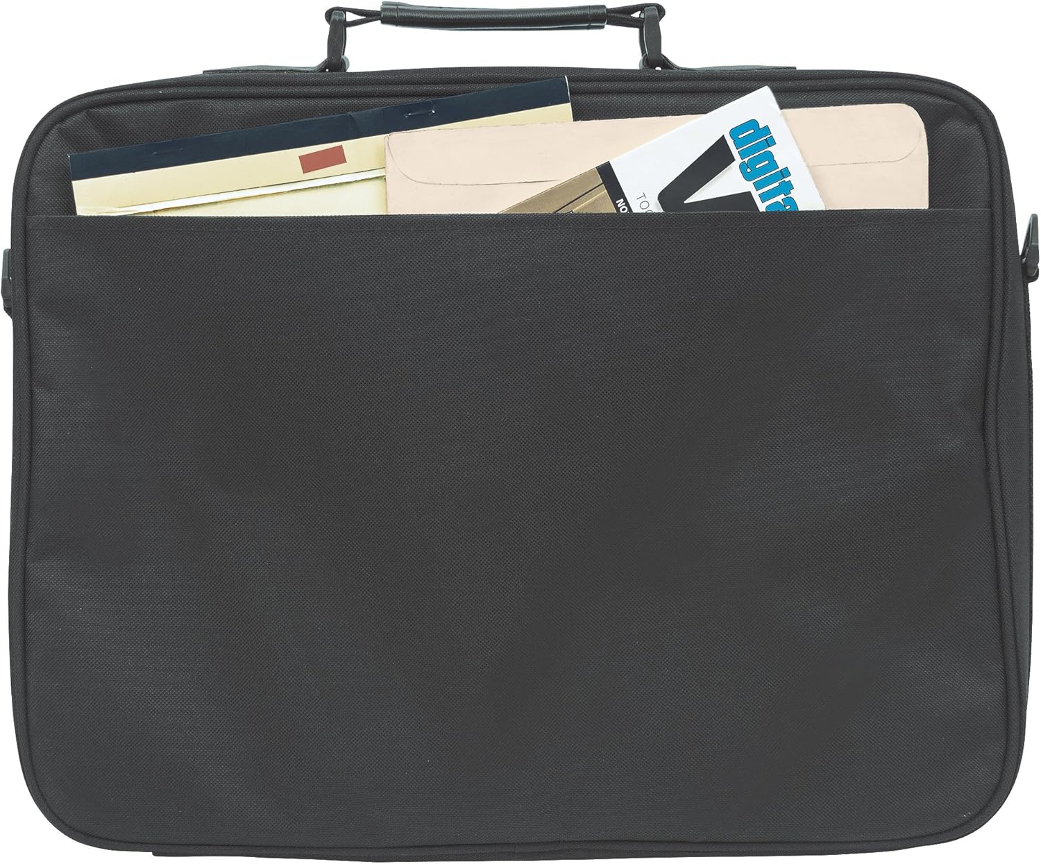 Manhattan 17 Inch Laptop Briefcase Shoulder Bag, Ultra-Lightweight & Padded Compartments, Black - 421560