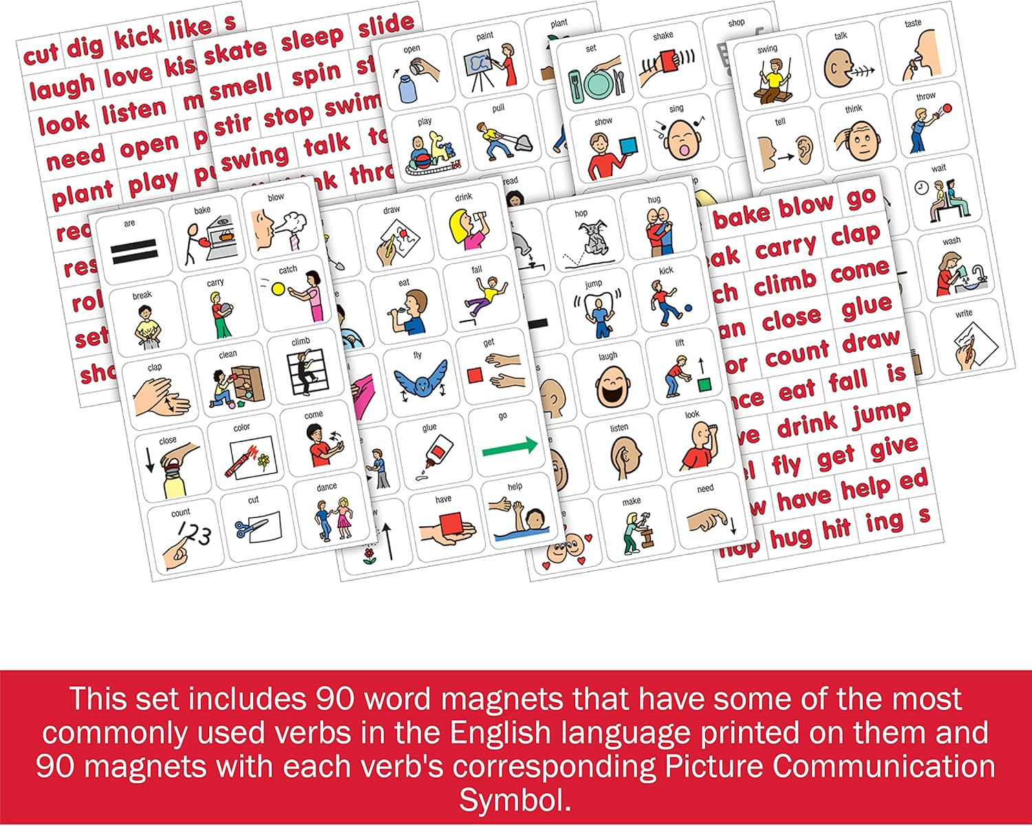 BARKER CREEK Learning Magnets, Picture Communication Symbol (PCS) Word Magnets