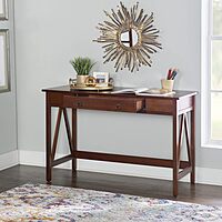 Linon Rockport 46inW Home Office Writing Desk, Antique Tobacco