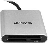 StarTech.com USB 3.0 Flash Memory Multi-Card Reader/Writer with USB-C - SD microSD and CompactFlash Card Reader w/ Integrated USB-C Cable (FCREADU3C) Multi-card USB-C