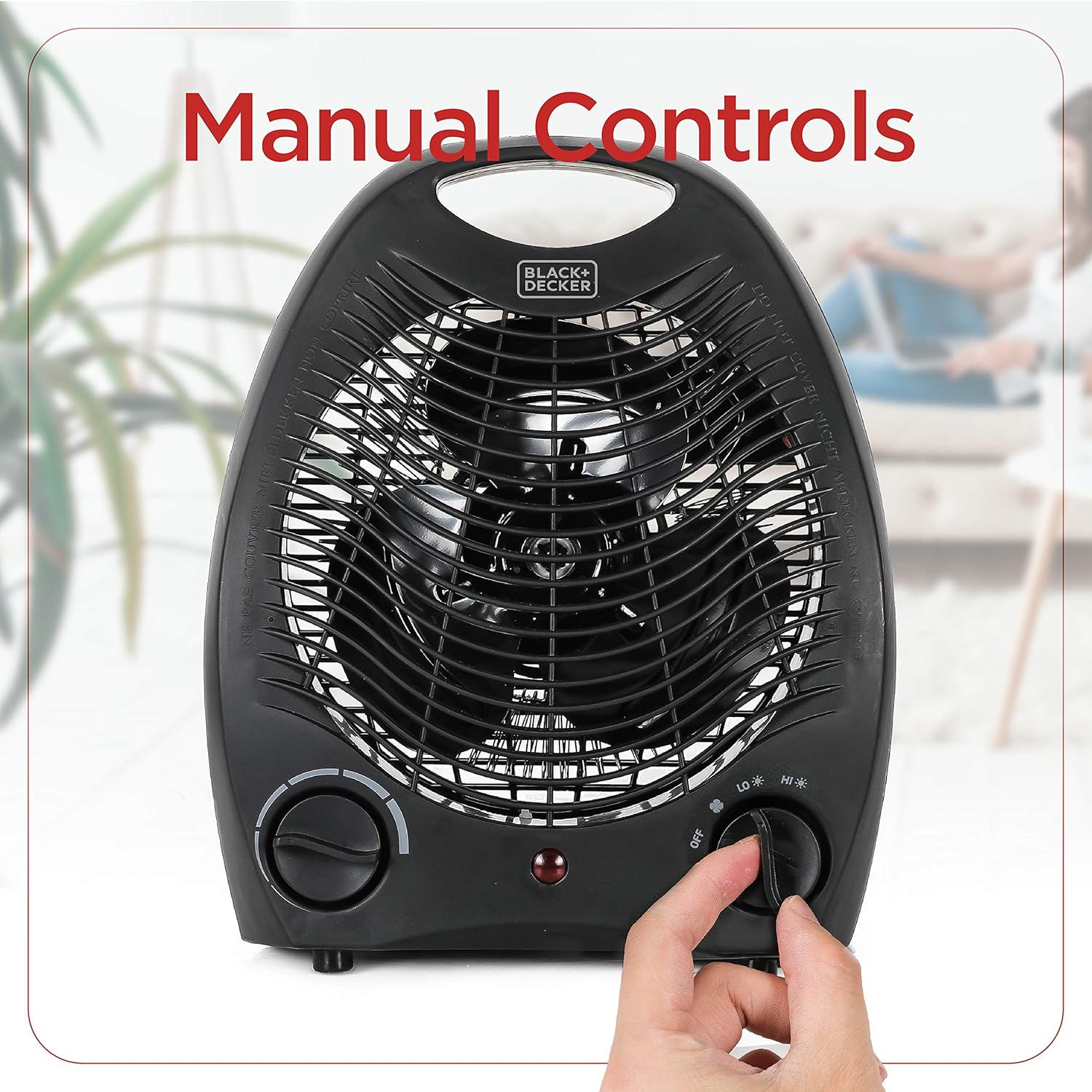 BLACK+DECKER Lightweight Space Heater for Indoor Use, 1500W Infrared Heater with Overheat Protection Black Heater