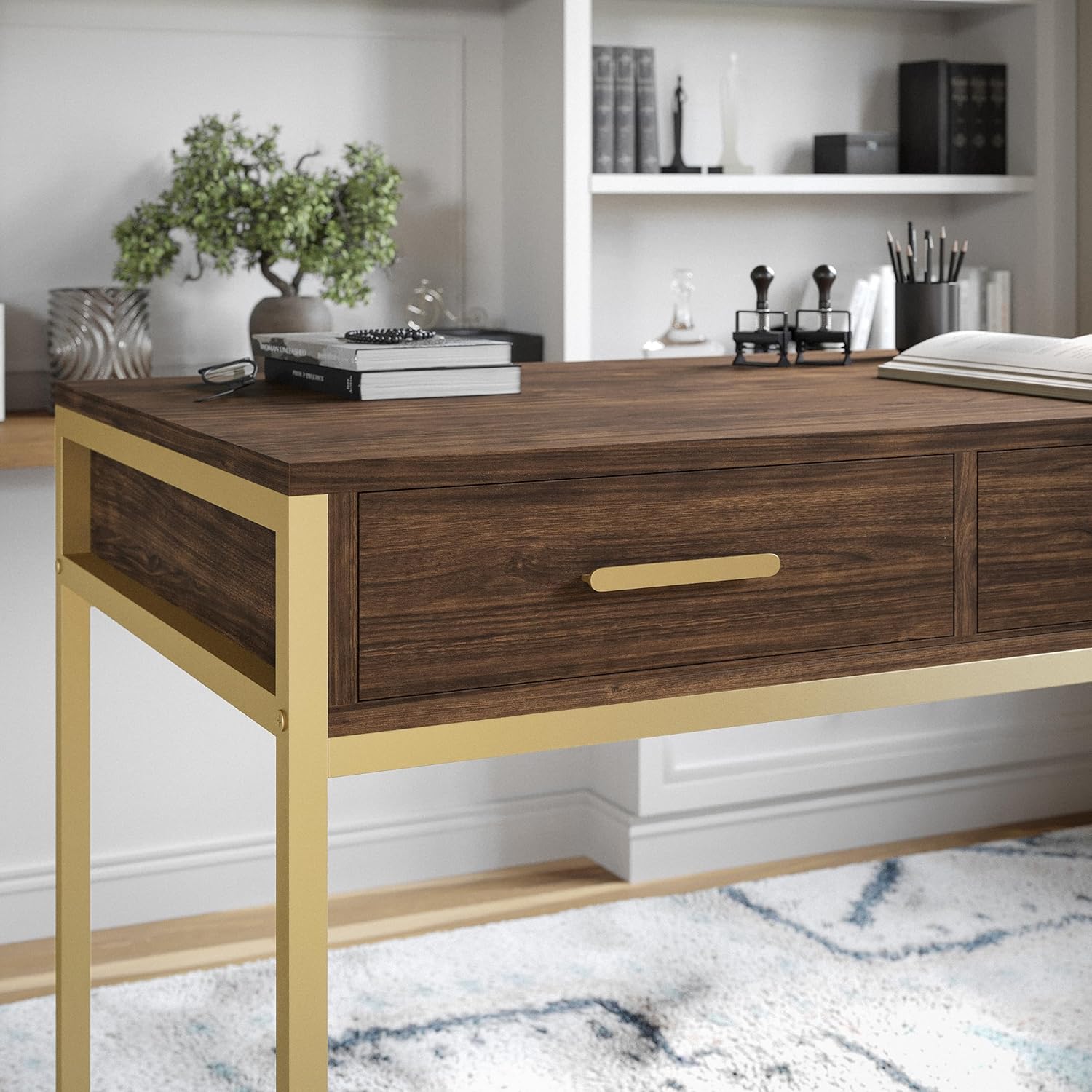 Martha Stewart Ollie Home Office Desk with 3 Drawers