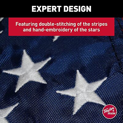Taylor Made Sewn American Flag for Boats, 16" x 24", Marine-Grade Nylon, Fade Resistant, Brass Grommets