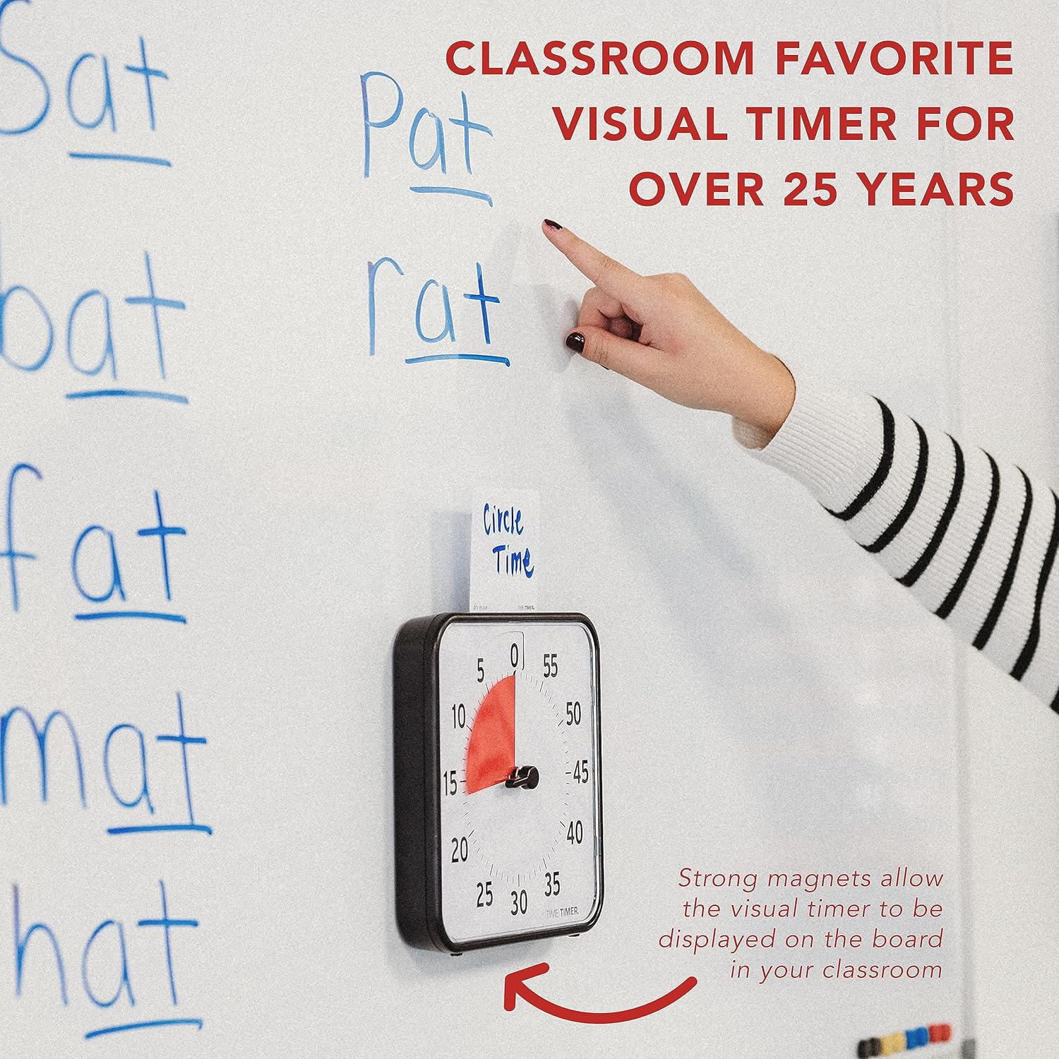 TIME TIMER 8 inch Visual Timer - 60 Minute Desk Countdown Clock with Dry Erase Activity Card