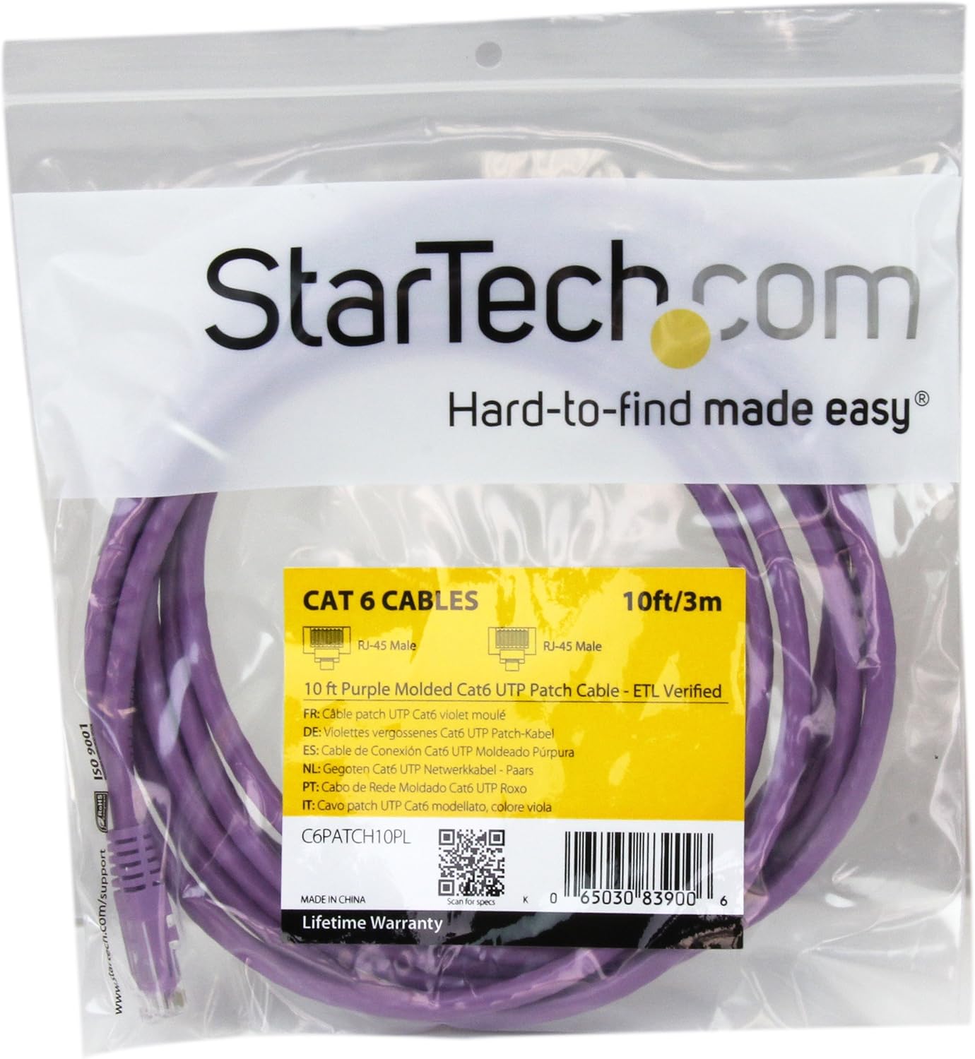 StarTech.com CAT6 Ethernet Patch Cable - Molded RJ45 UTP