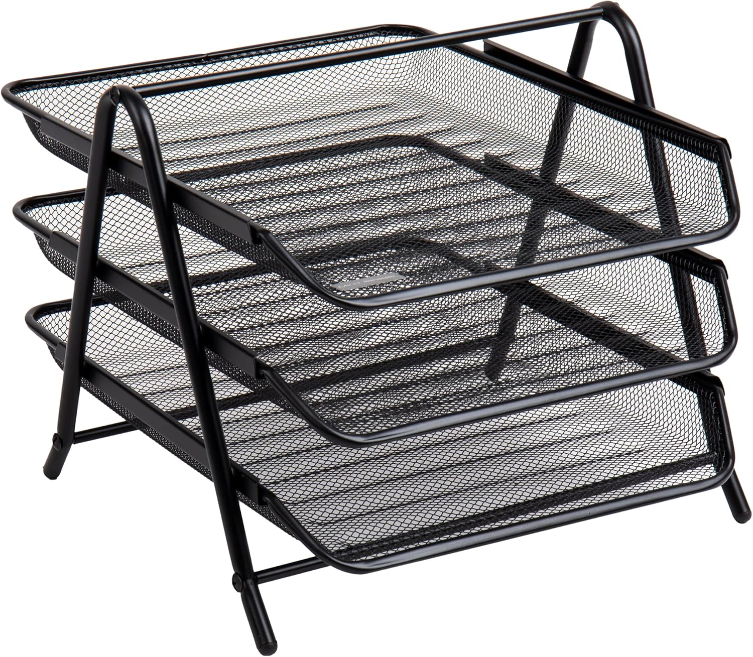 Mind Reader 3-Tier Paper Tray, Desktop Organizer, File Storage, Workspace, Office, Metal Mesh, 11.75"L x 13.75"W x 10"H