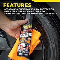 Meguiar's Hot Shine Tire Foam - High Goss Tire Shine That Cleans, Shines, and Protects in One, Deep