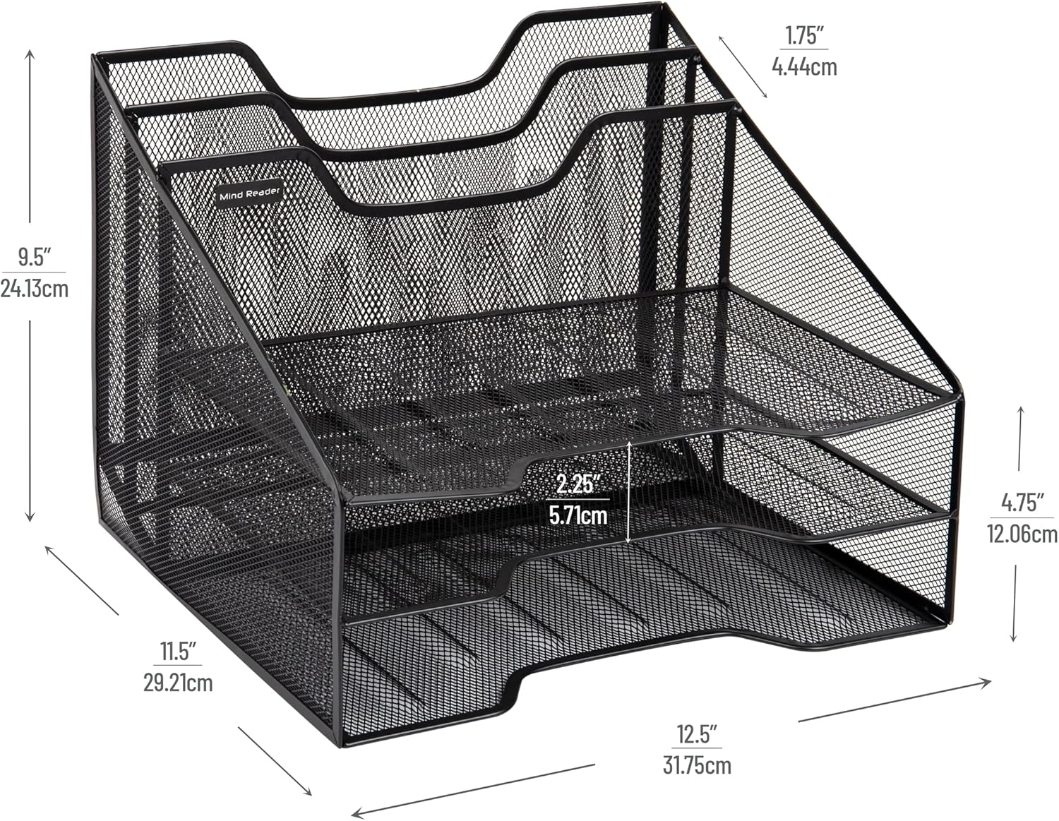 Mind Reader Desktop Organizer, Vertical File Holder, Paper Trays, Metal Mesh