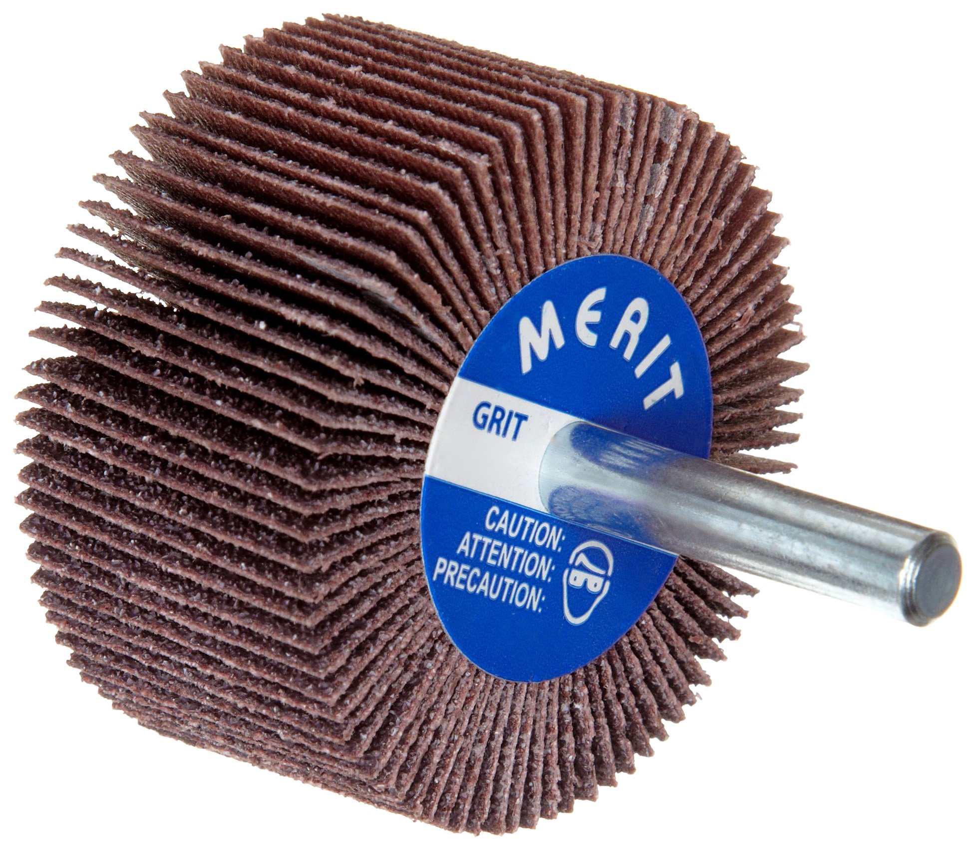 Merit High Performance Mandrel-Mounted Mini Grind-O-Flex Abrasive Flap Wheel, Round Shank, Ceramic Aluminum Oxide, 1" Dia