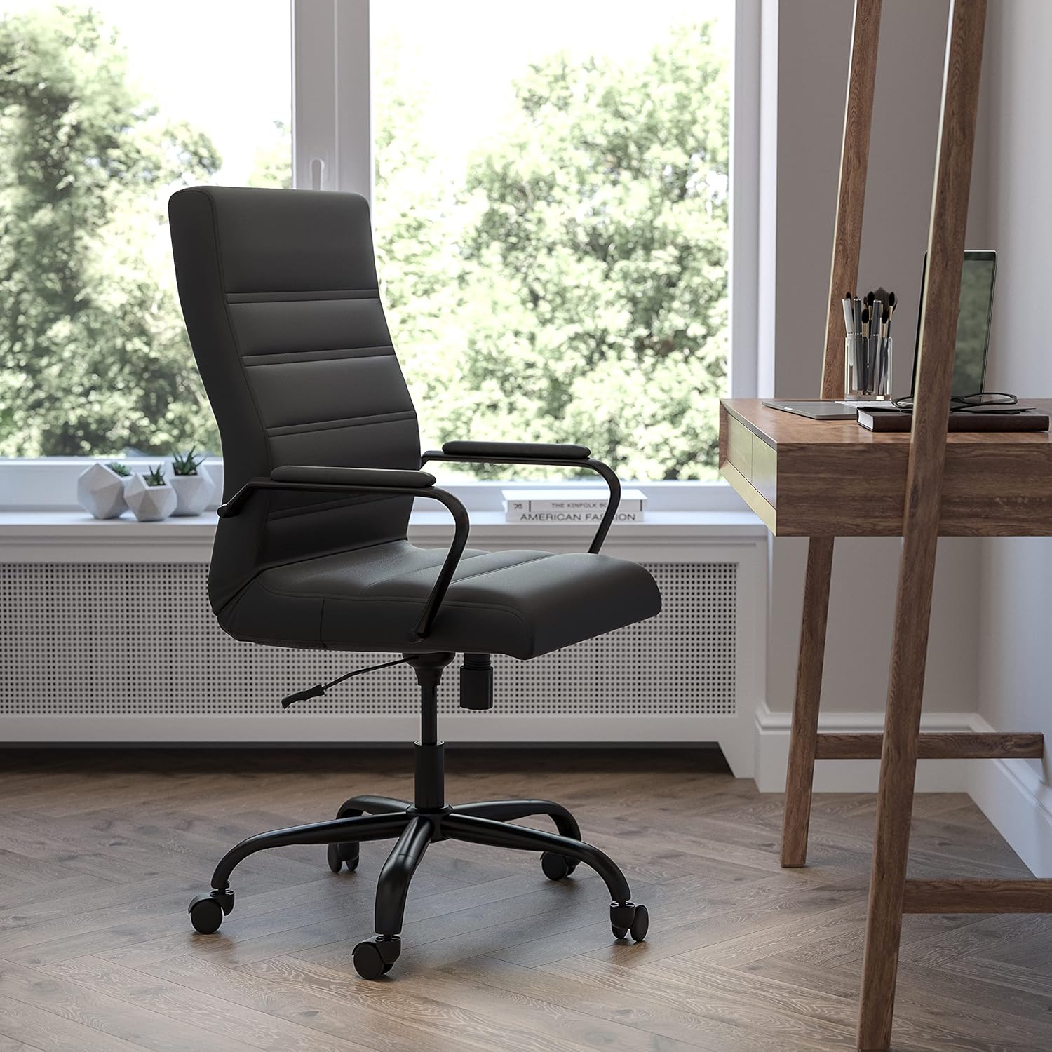 Flash Furniture Whitney Swivel LeatherSoft Desk Chair with Padded Seat and Armrests