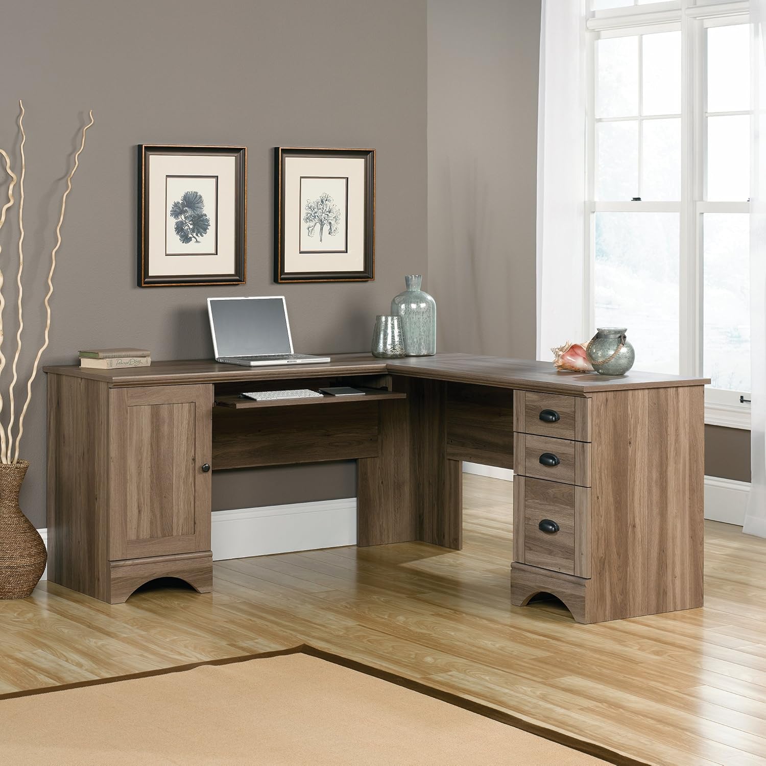 Sauder Harbor View L-Shaped Corner Computer Desk
