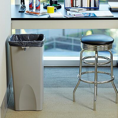 Rubbermaid Commercial Products Untouchable Square Trash Can 23G Black, for Offices/Mailrooms/Schools/ClassroomsAreas of High