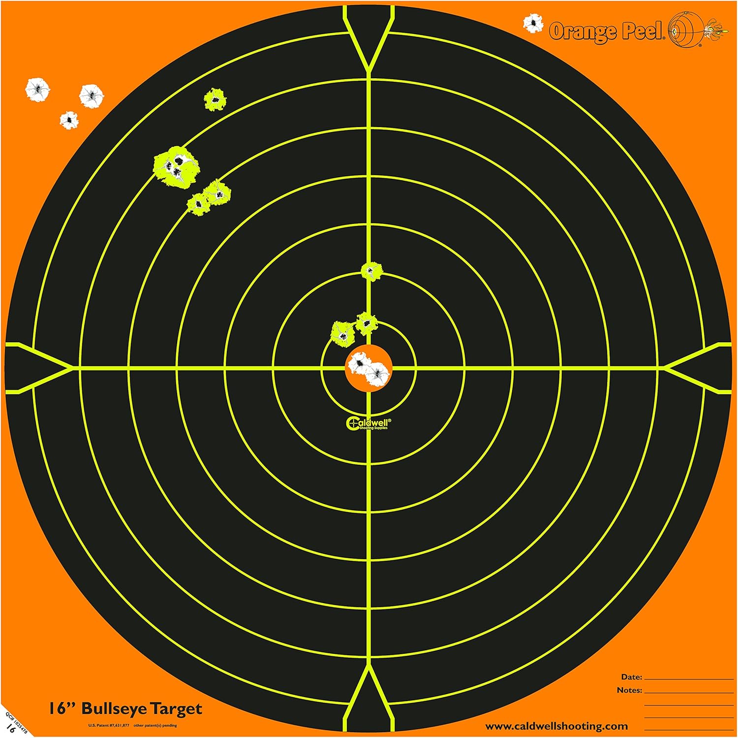 CALDWELL Orange Peel Bullseye Targets with Flake Off Material and Strong Adhesive