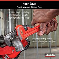 RIDGID 31010 Model 10 Heavy-Duty Straight Pipe Wrench, 10-inch Plumbing Wrench, Red, Black