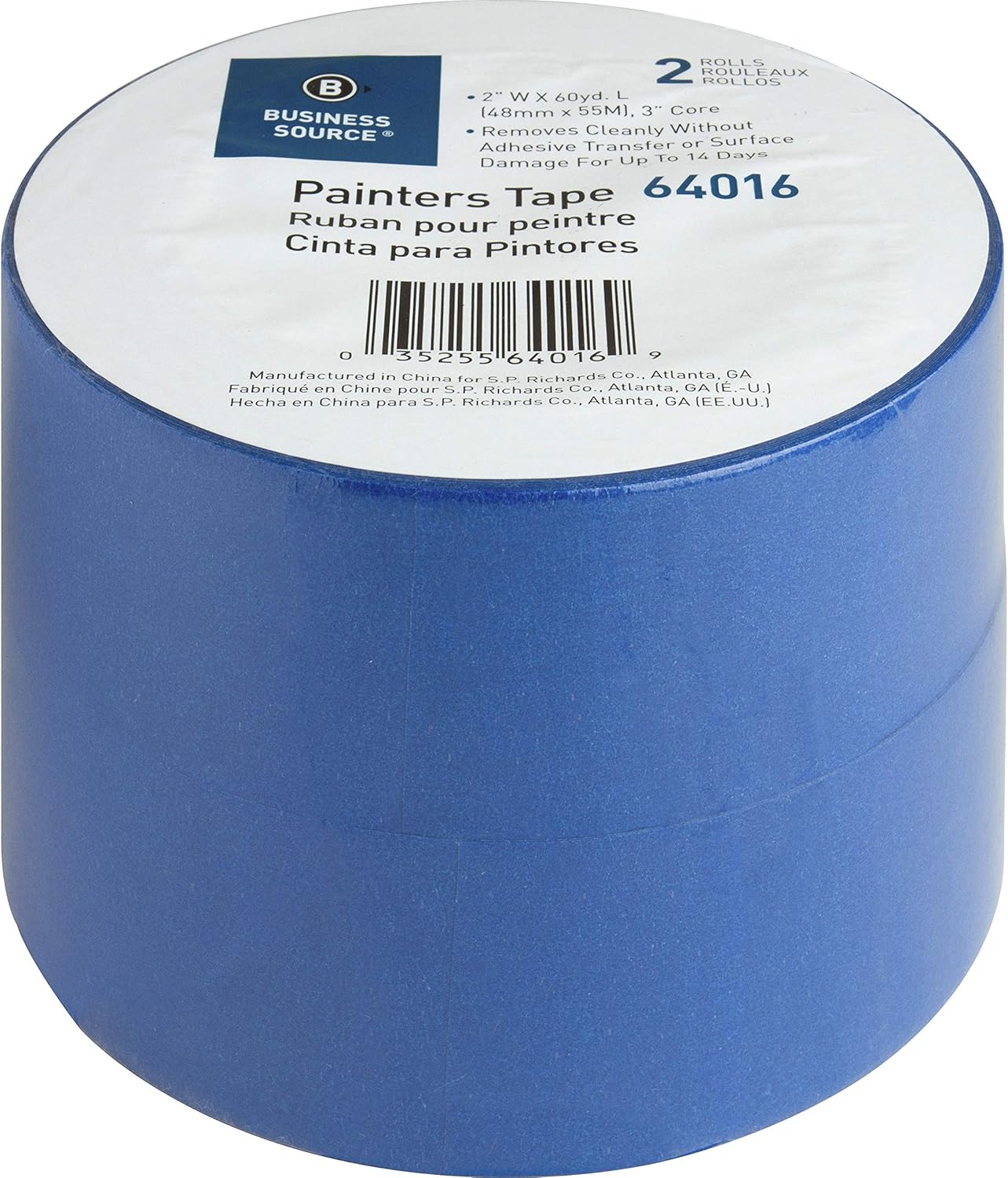 Sparco Multisurface Painters Tape, 2in x 60 Yd., Smooth Finish, Blue, Pack Of 2