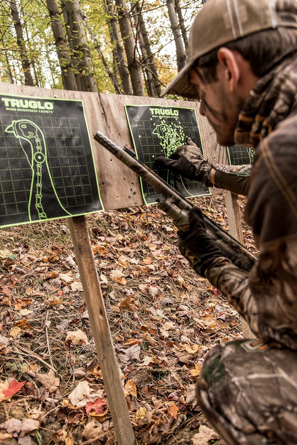 TRUGLO Bright Thru-See Splatter Florescent Self-Adhesive High-Visible Turkey Hunting Targets 12X12 with Increased Target