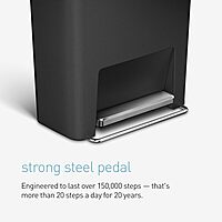 simplehuman Step Trash Can with LidShox, Steel Pedal & Liner Rim