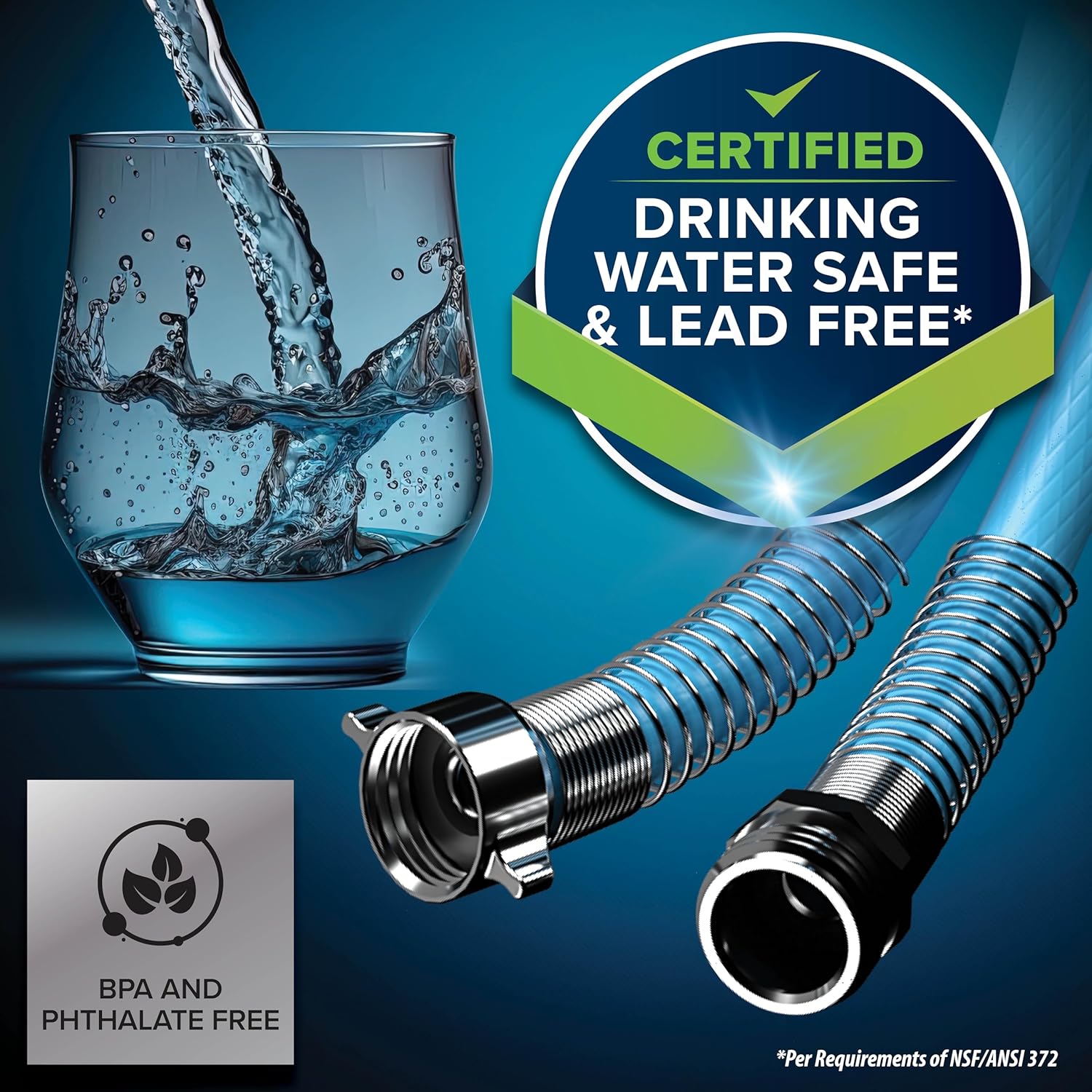 Camco EvoFlex 25-Foot Drinking Water Hose | Features an Extra Flexible Construction | Stainless Steel Strain Reliefs on Each