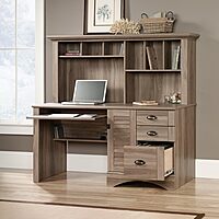 Sauder Harbor View Home Office Computer Desk with Hutch and Keyboard Tray