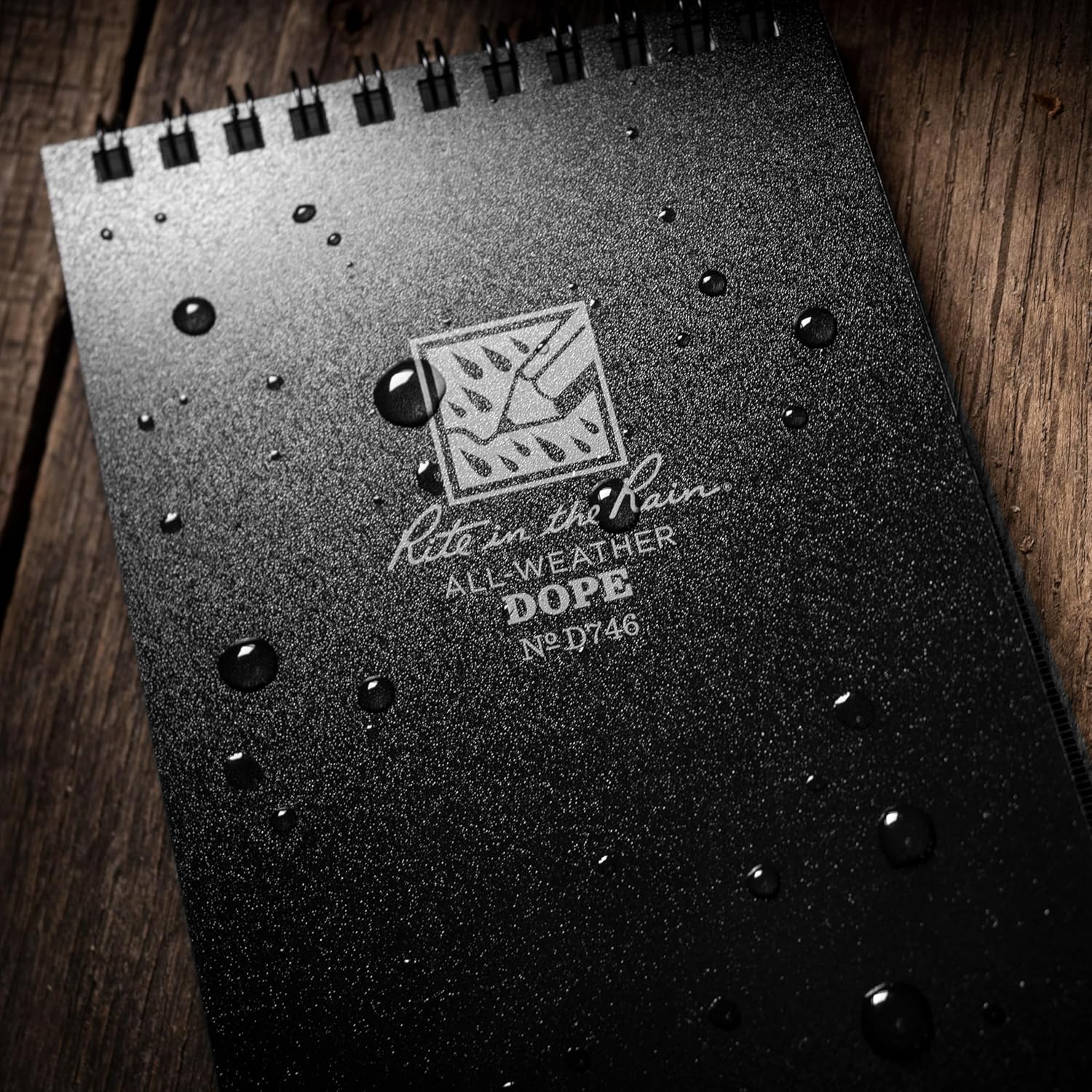 Rite in the Rain Weatherproof Top Spiral DOPE Logbook, 4" x 6", Black Cover, DOPE Pattern Front