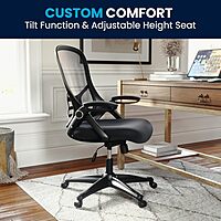 Flash Furniture Porter High-Back Mesh Ergonomic Swivel Office Chair with Adjustable Lumbar Support and Flip-Up Armrests