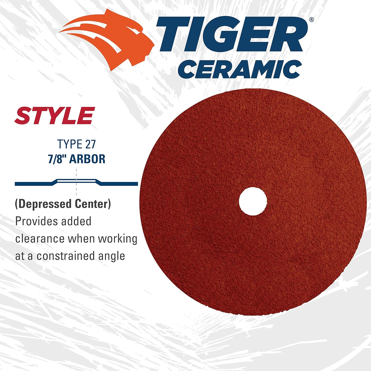 Weiler 69865 Tiger Ceramic Alumina Resin Fiber Sanding & Grinding Disc, 7" Diameter, 36 Grit, 7/8" Arbor Hole (Pack of 25)