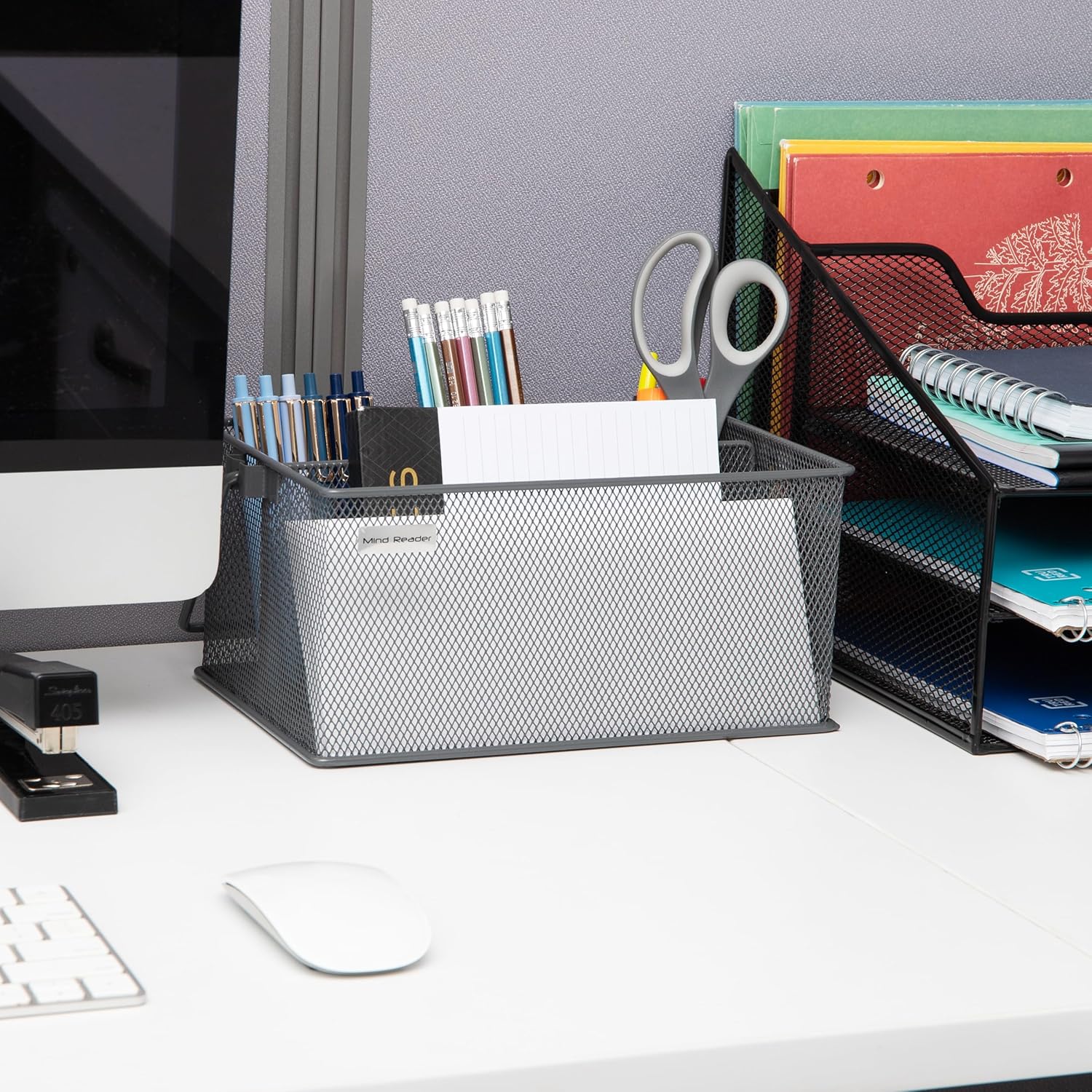 Mind Reader Utensil Holder, Silverware Organizer Caddy, Metal Mesh, 10L x 7W x 4.75H