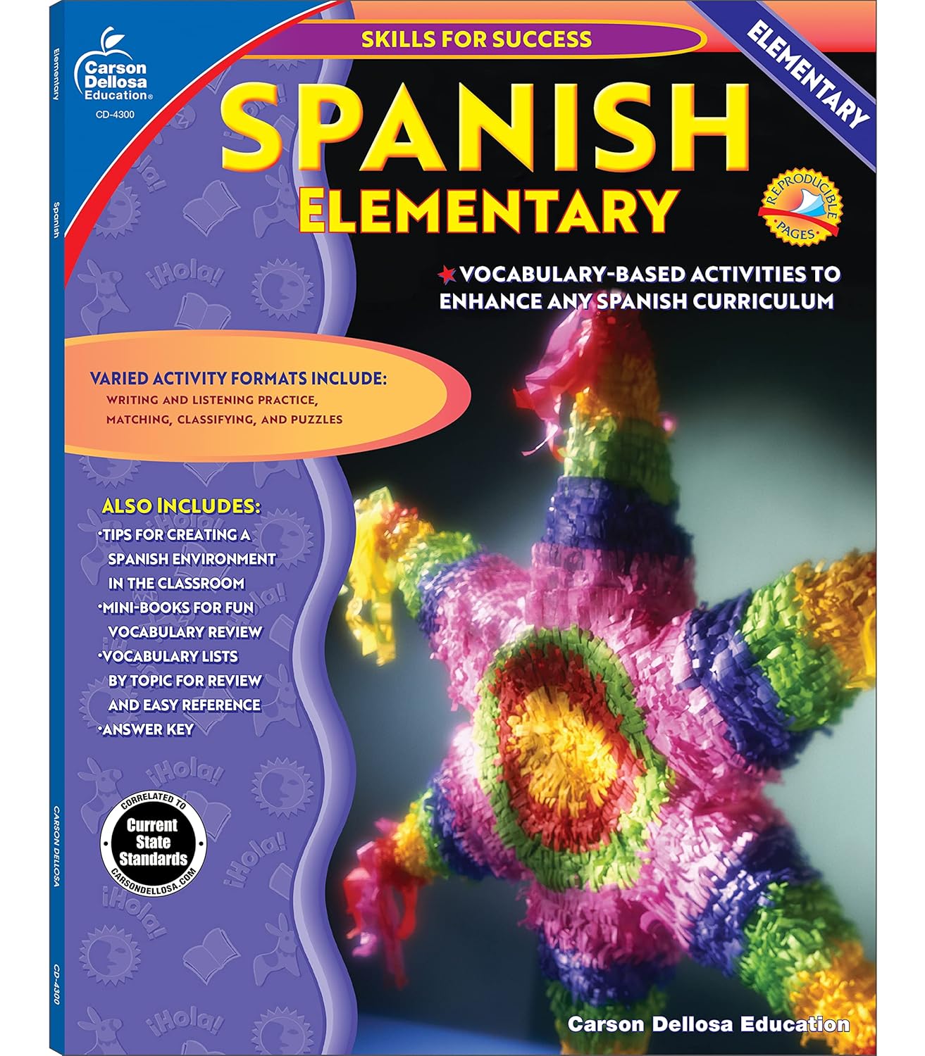 Skills For Success Elementary Spanish Workbook for Kids, Grades K-5 Spanish Vocabulary, Puzzles, and Writing Practice