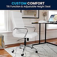 Flash Furniture Whitney Swivel LeatherSoft Desk Chair with Padded Seat and Armrests