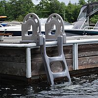 DOCK EDGE Flip-Up Polyethylene Roto Molded 4-Step Dock Ladder - Grey