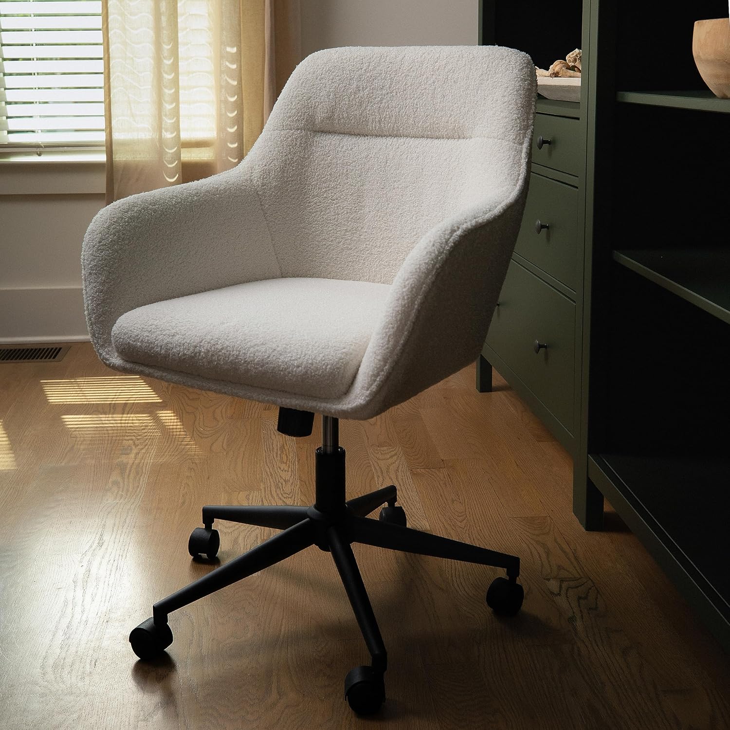 Martha Stewart Rayna Swivel Task Chair with Flared Arms for Home Office