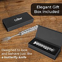 CALIBER GOURMET Butterfly Knife Style Folding Stainless Steel Utensil