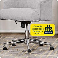 Serta Leighton Home Office Memory Foam, Height-Adjustable Desk Accent Chair with Chrome-Finished Stainless-Steel Base, Light Gray Light Gray Twill Fabric