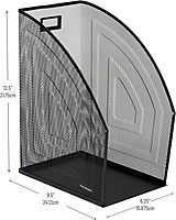 Mind Reader Vertical File Storage, Set of 2, Desktop Organizer, Workspace, Office, Metal Mesh, 6.25 L x 10 W x 12.5 H, Black