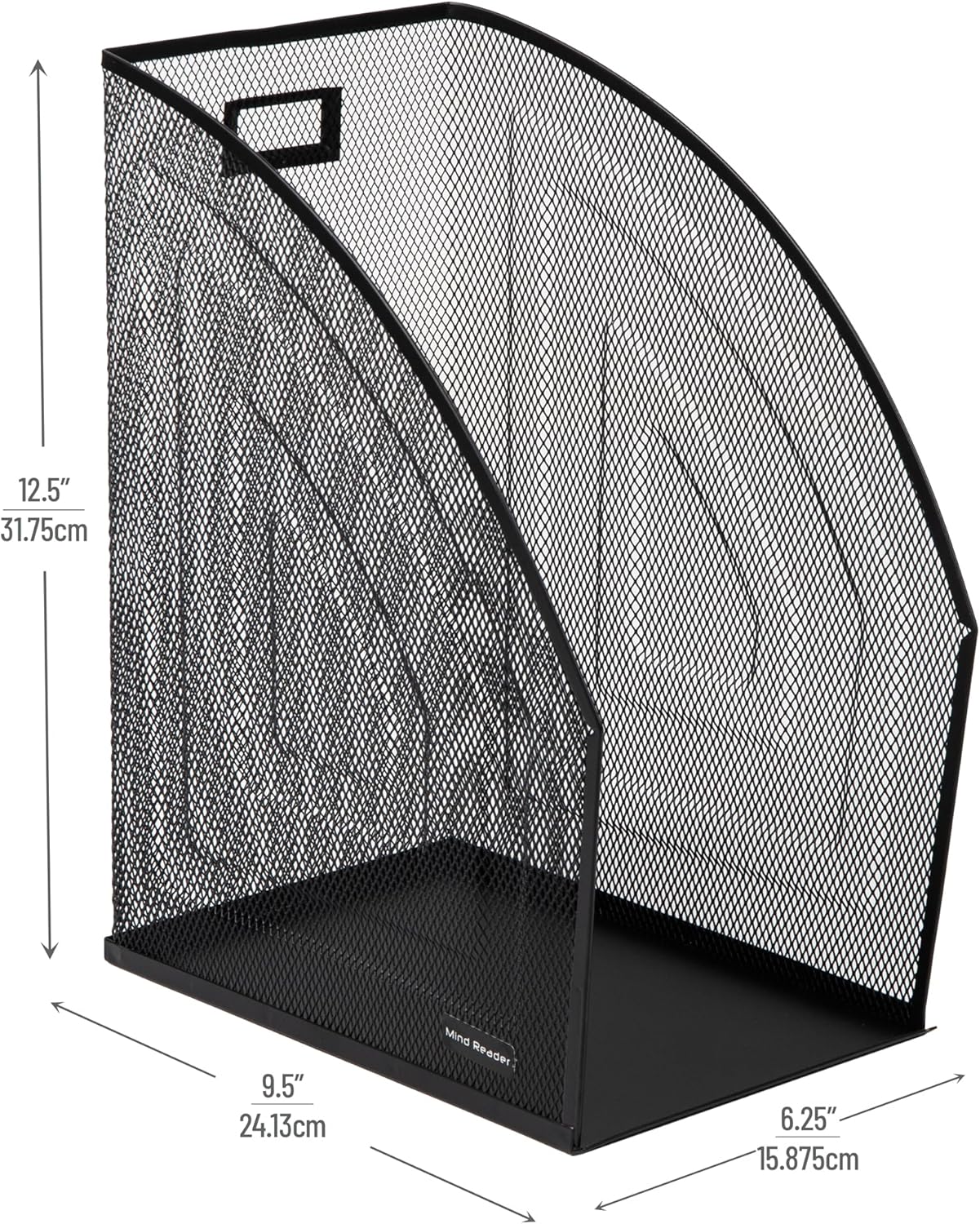 Mind Reader Vertical File Storage, Set of 2, Desktop Organizer, Workspace, Office, Metal Mesh, 6.25 L x 10 W x 12.5 H, Black