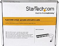 StarTech.com 4-Port USB 3.0 SuperSpeed Hub with Built-in Cable