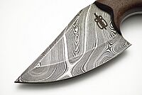 BucknBear Custom Handmade Damascus Fixed Blade Skinner Knife (Walnut Wood)