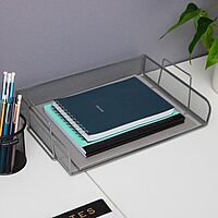Mind Reader Stackable Paper Tray, Desktop Organizer, File Storage, Office, Metal Mesh - 9.8" x 6.3"