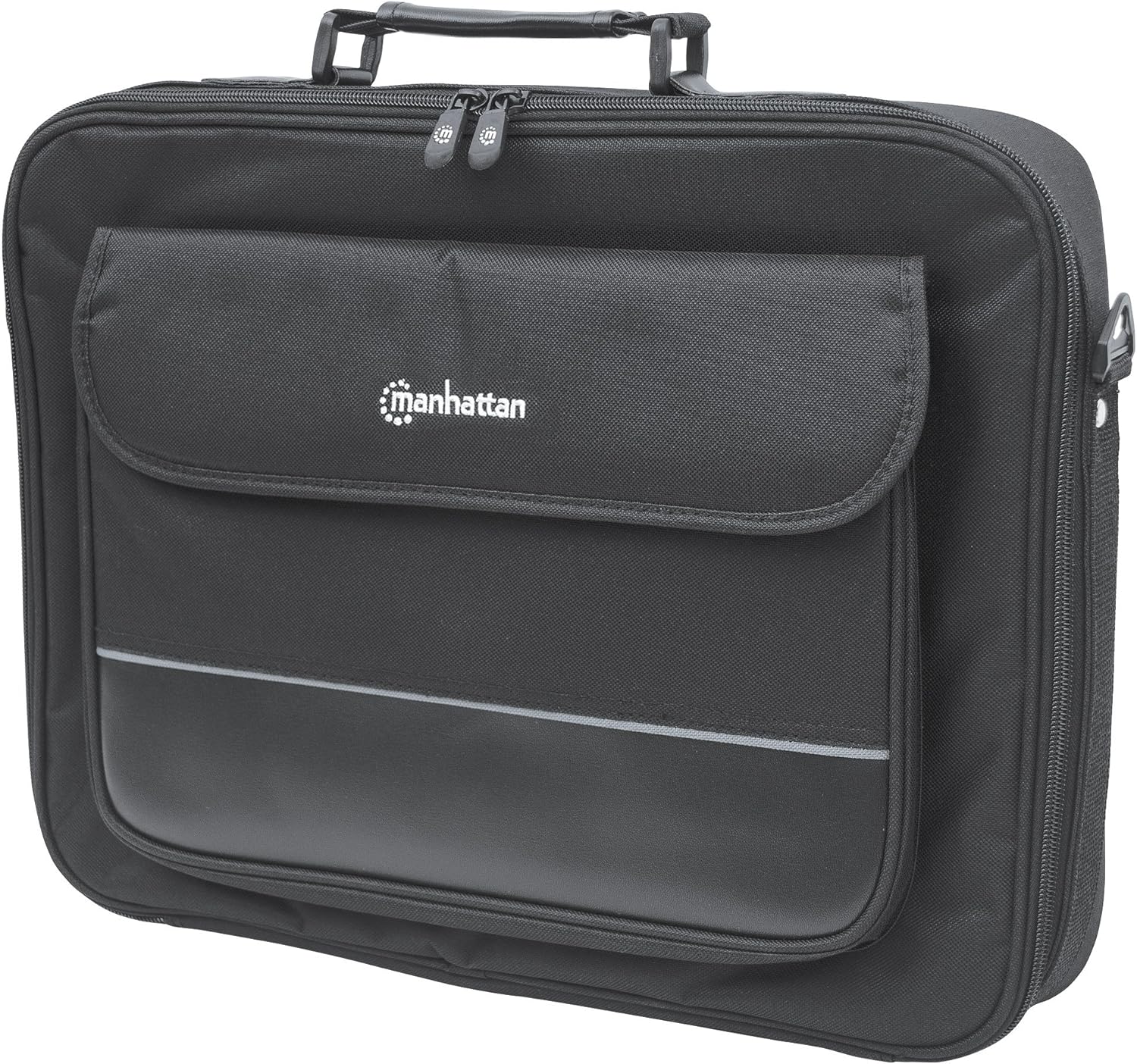 Manhattan 17 Inch Laptop Briefcase Shoulder Bag, Ultra-Lightweight & Padded Compartments, Black - 421560
