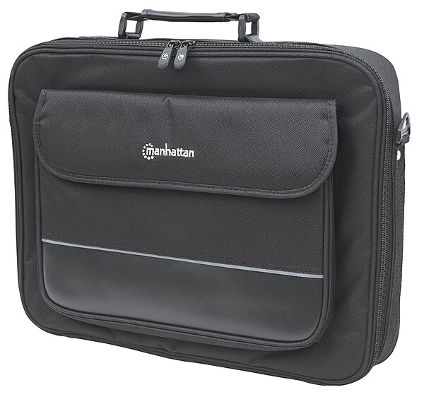 Manhattan 17 Inch Laptop Briefcase Shoulder Bag, Ultra-Lightweight & Padded Compartments, Black - 421560