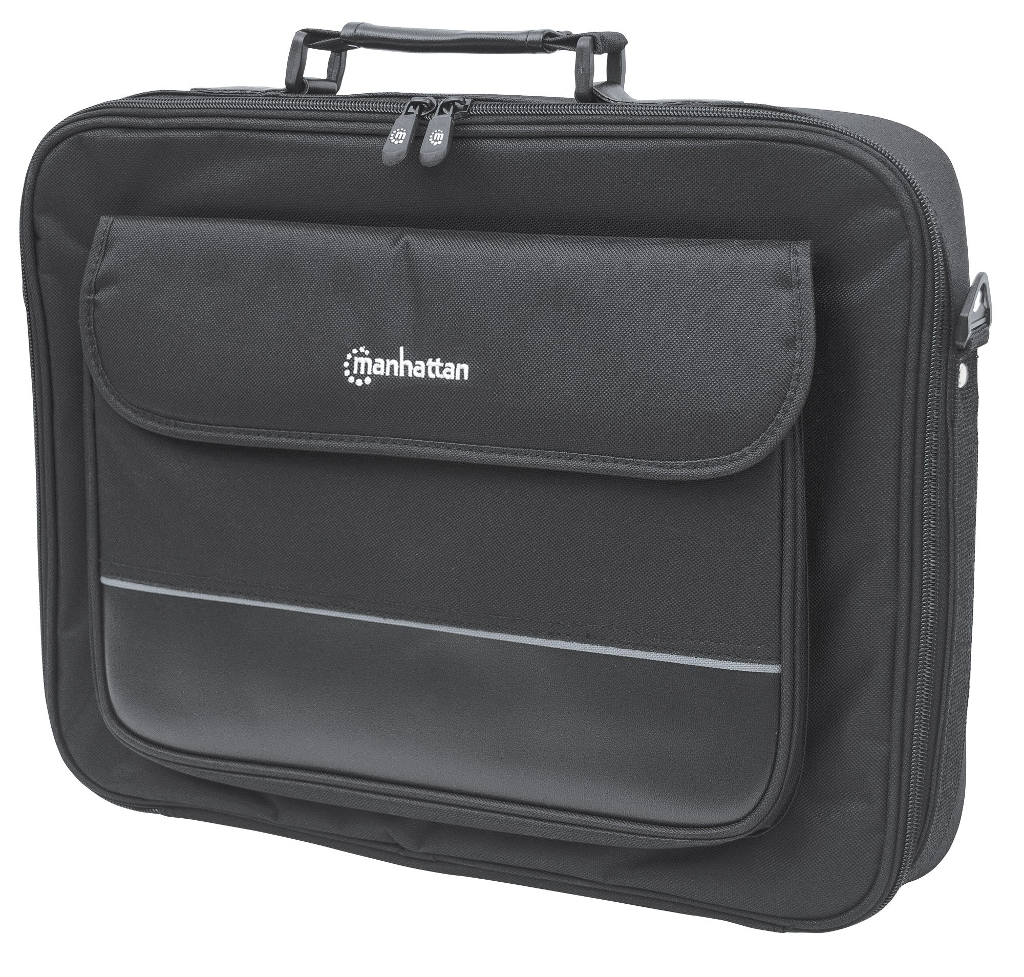 Manhattan 17 Inch Laptop Briefcase Shoulder Bag, Ultra-Lightweight & Padded Compartments, Black - 421560