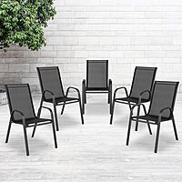 FLASH FURNITURE Brazos Series Outdoor Stackable Patio Chairs with Flex Comfort Material