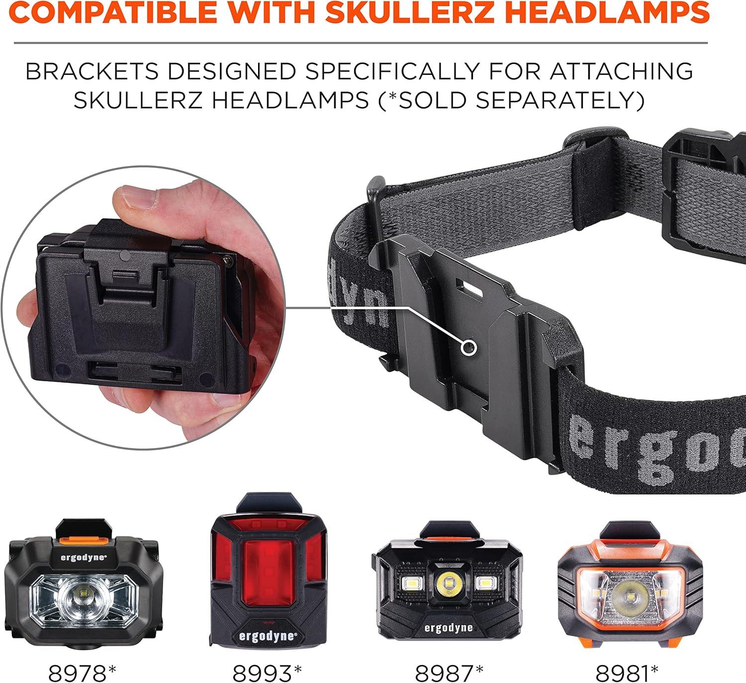 Ergodyne Skullerz 8980 Universal Headlamp Strap for Ergodyne Removable Headlamps, Adjustable Nylon Headband Strap