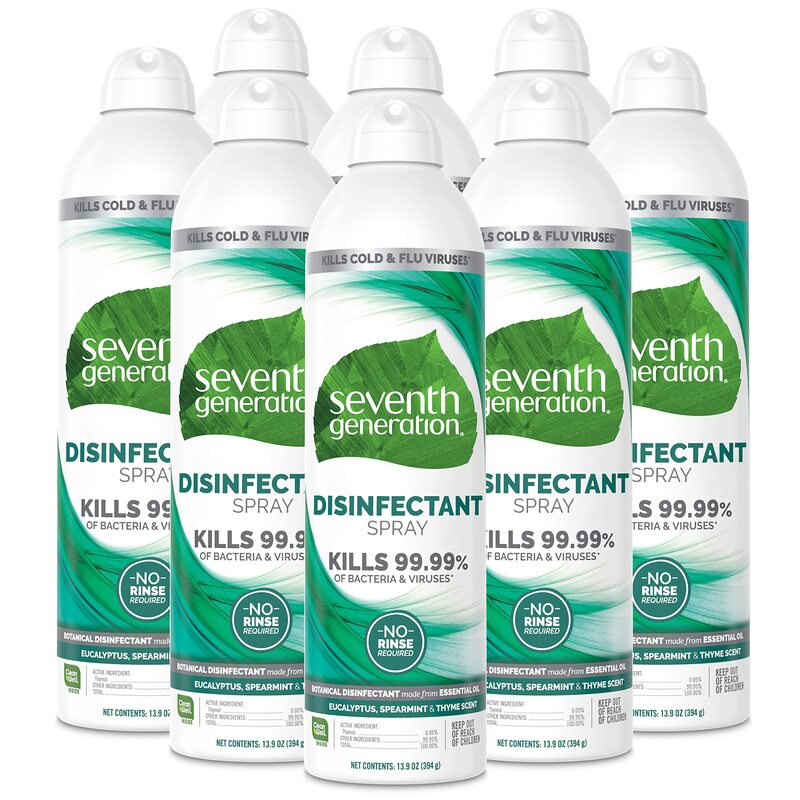 Seventh Generation Disinfecting Spray Cleaner Eucalyptus and Thyme Disinfectant 13.9 oz, Pack of 8 13.9 Ounce (Pack of 8)
