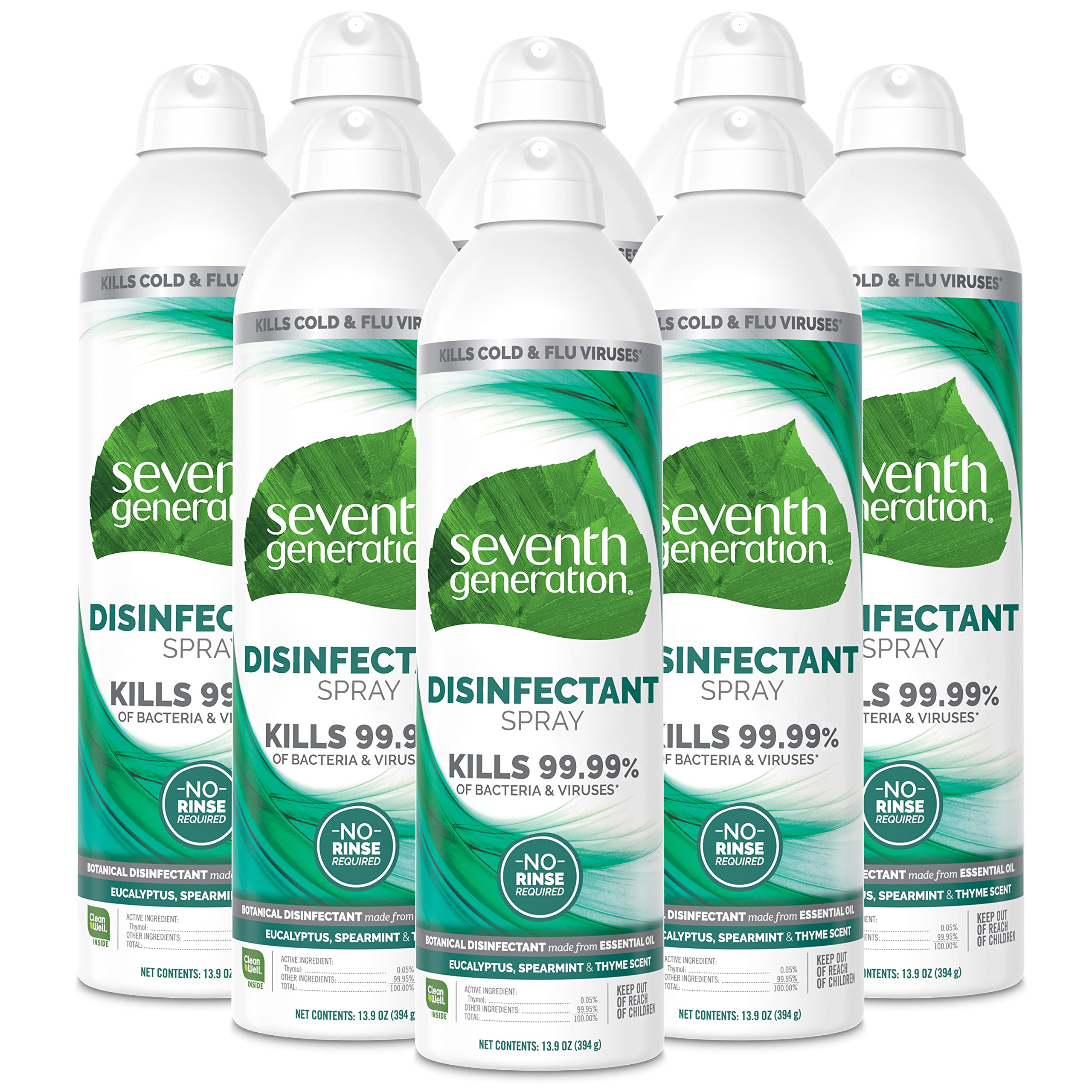 Seventh Generation Disinfecting Spray Cleaner Eucalyptus and Thyme Disinfectant 13.9 oz, Pack of 8 13.9 Ounce (Pack of 8)