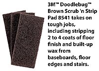 3M Doodlebug Brown Scrub 'N Strip Pad 8541, 4.625 in x 10 in (20 count)