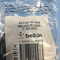 Belkin Cat5e Patch Cable - RJ-45 Male - RJ-45 Male - 3ft - Black