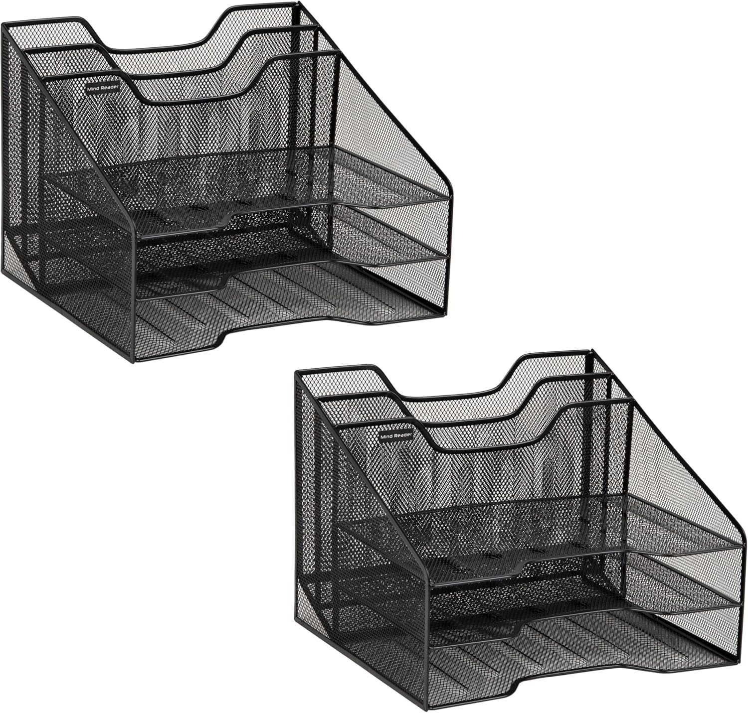 Mind Reader File Organizer, Set of 2, Desk Organizer, Storage, Paper Tray, Office, Metal Mesh, 12.5"L x 11.5"W x 9.5"H, Black